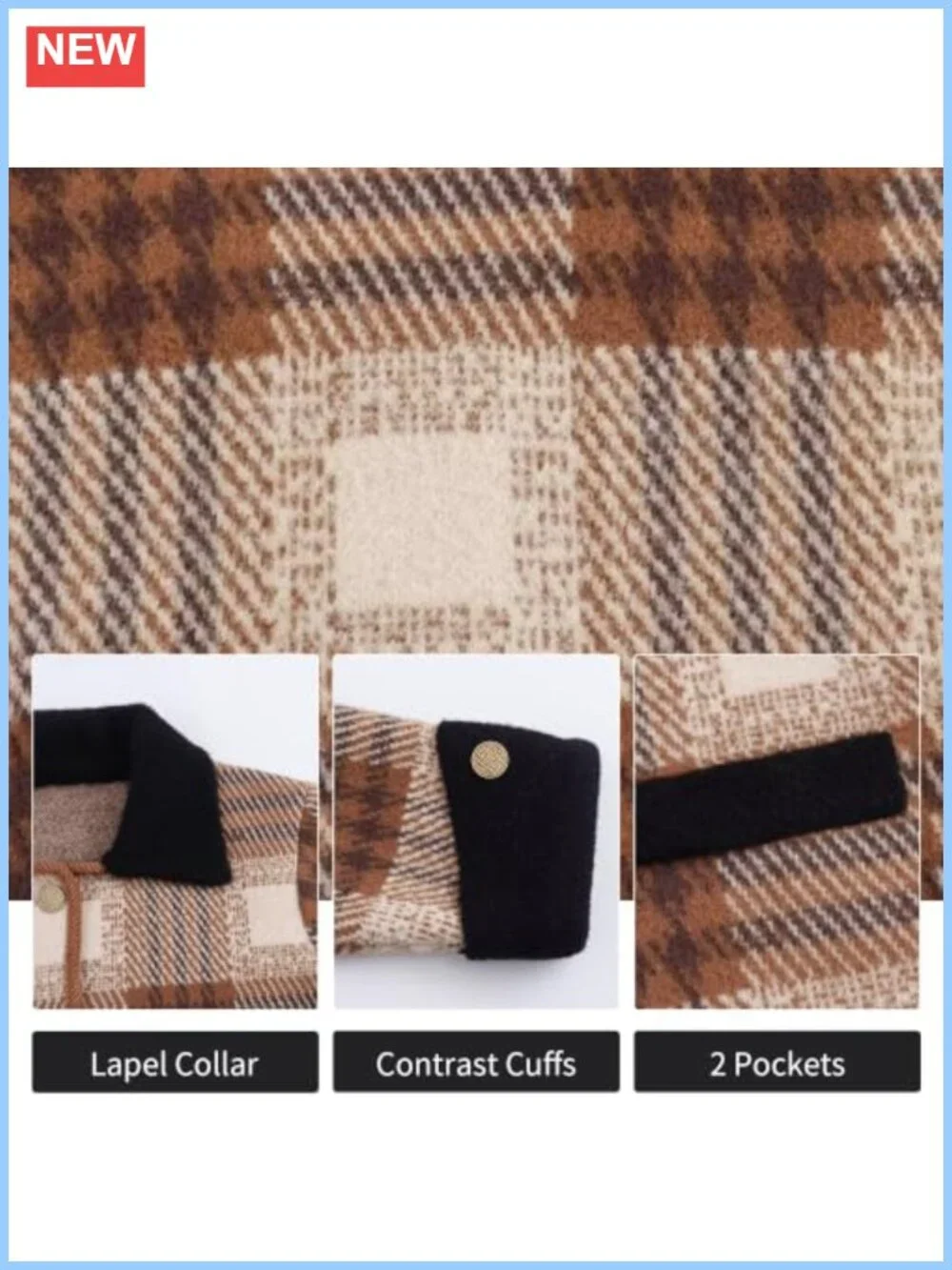 Vintage Plaid Print Cardigan Sweater with Pockets - Long Sleeve Button Down